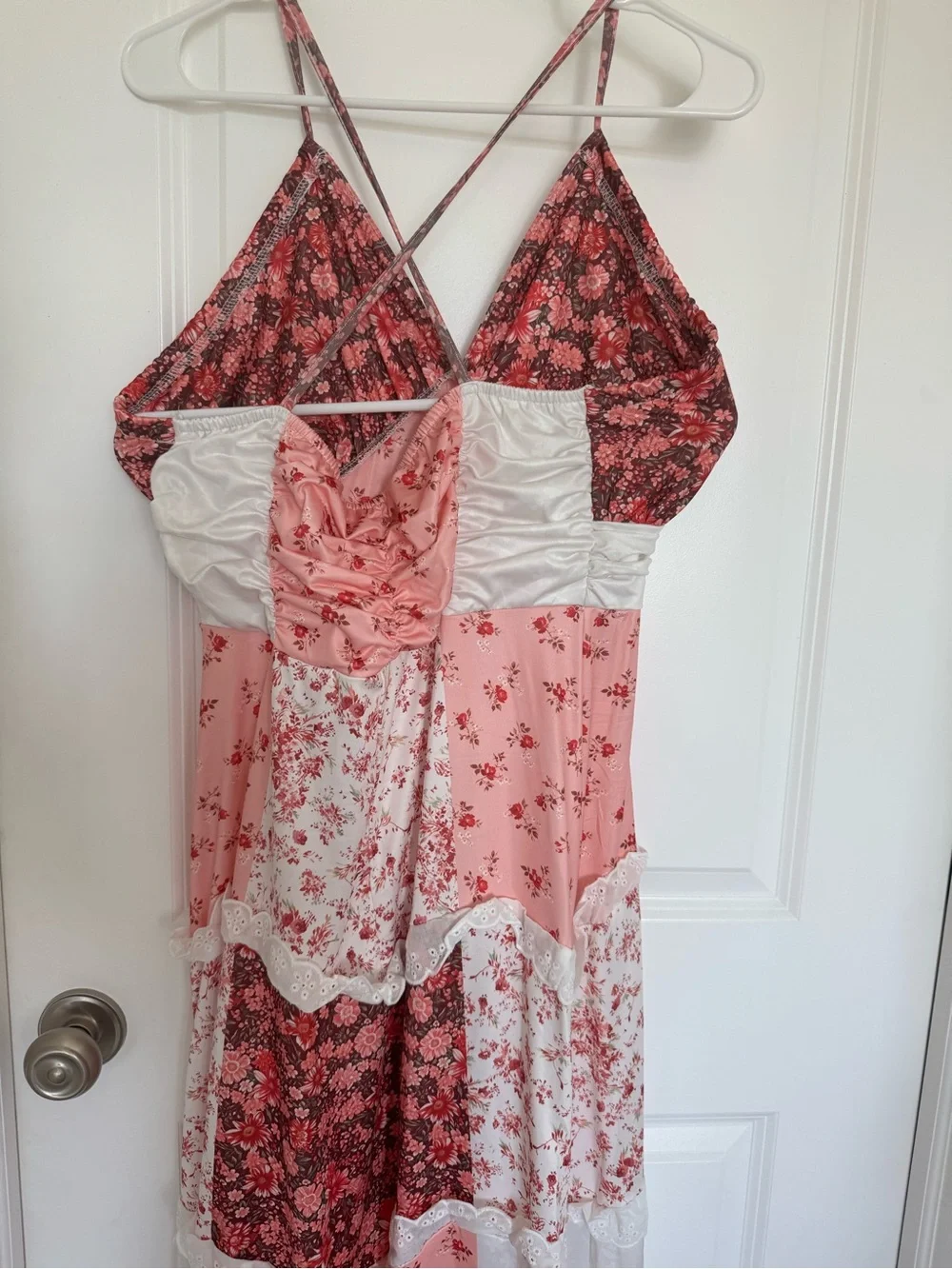 Amazon Floral Patchwork Maxi Dress in Pink and White - Picture 4 of 4